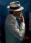 Smoking Under The Light White Suit